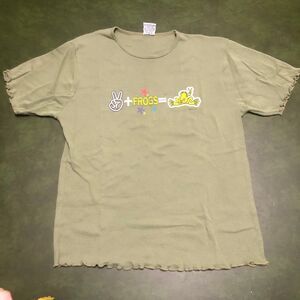 Peace Frogs Graphic Top w/Scalloped Hem & Cuffs, Army Green, SZ PL